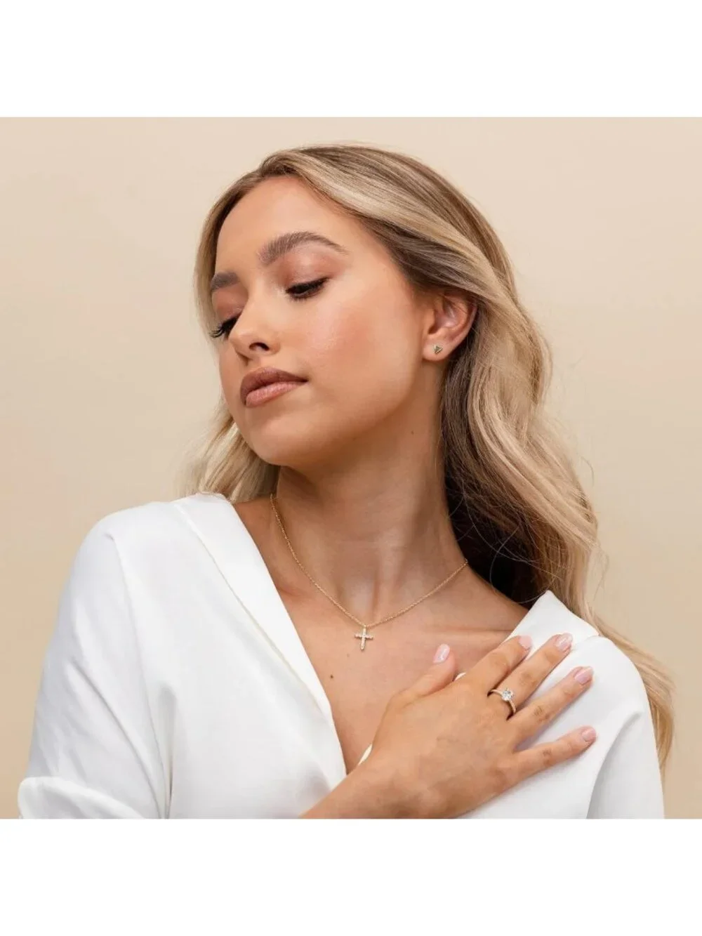 14K Gold Plated Cubic Zirconia Cross Necklace | Faith Pendant Jewelry for Women